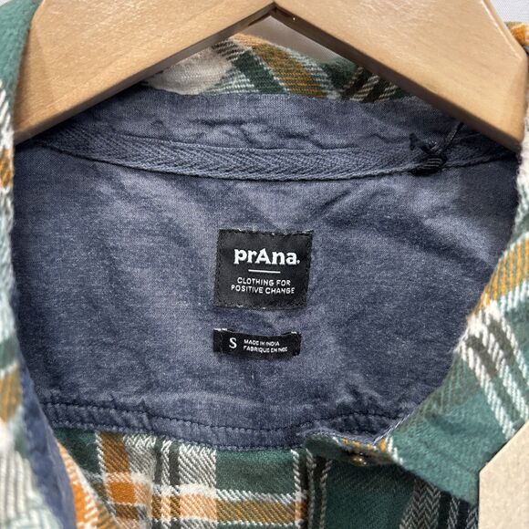 prAna Golden Canyon Flannel Small Womens Plaid Snap Button Shirt Oversized NWT - Picture 4 of 14